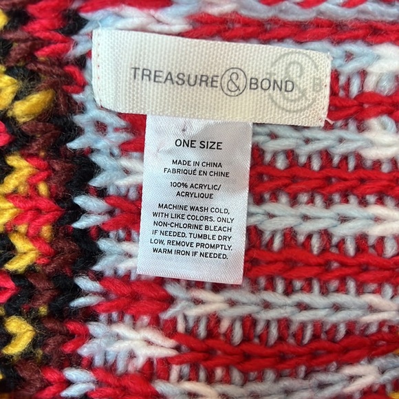 Treasure & Bond multi scarf boho style with long fringes 12”x72” minus fringes - Picture 8 of 10